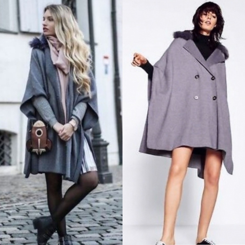 🆕️ NWT Zara Faux Fur Collar Cape/Poncho